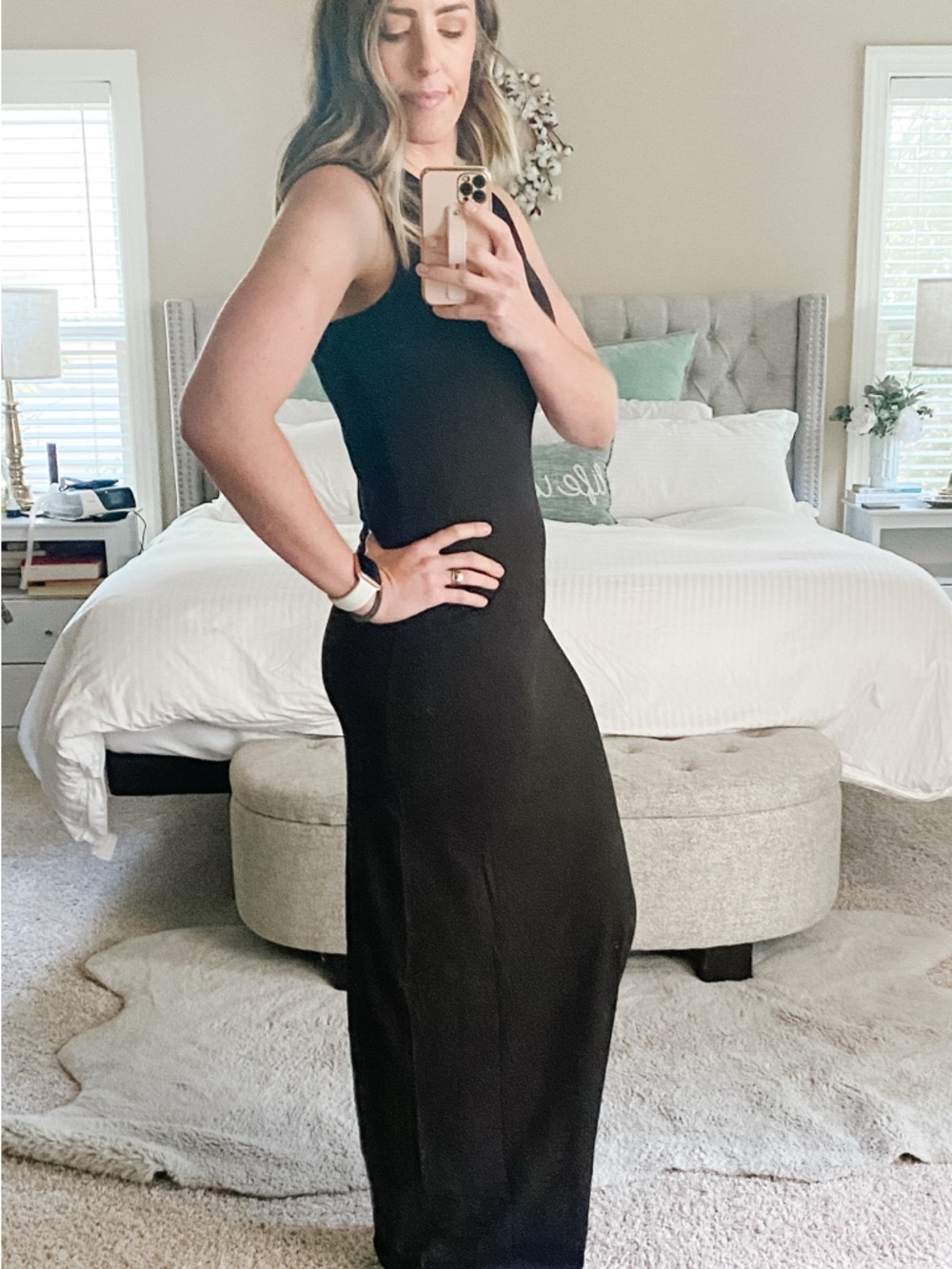 NWT Boohoo | Tall Basic Cotton Blend Scoop Neck Black Maxi Dress Size 10 Tall - Picture 4 of 13